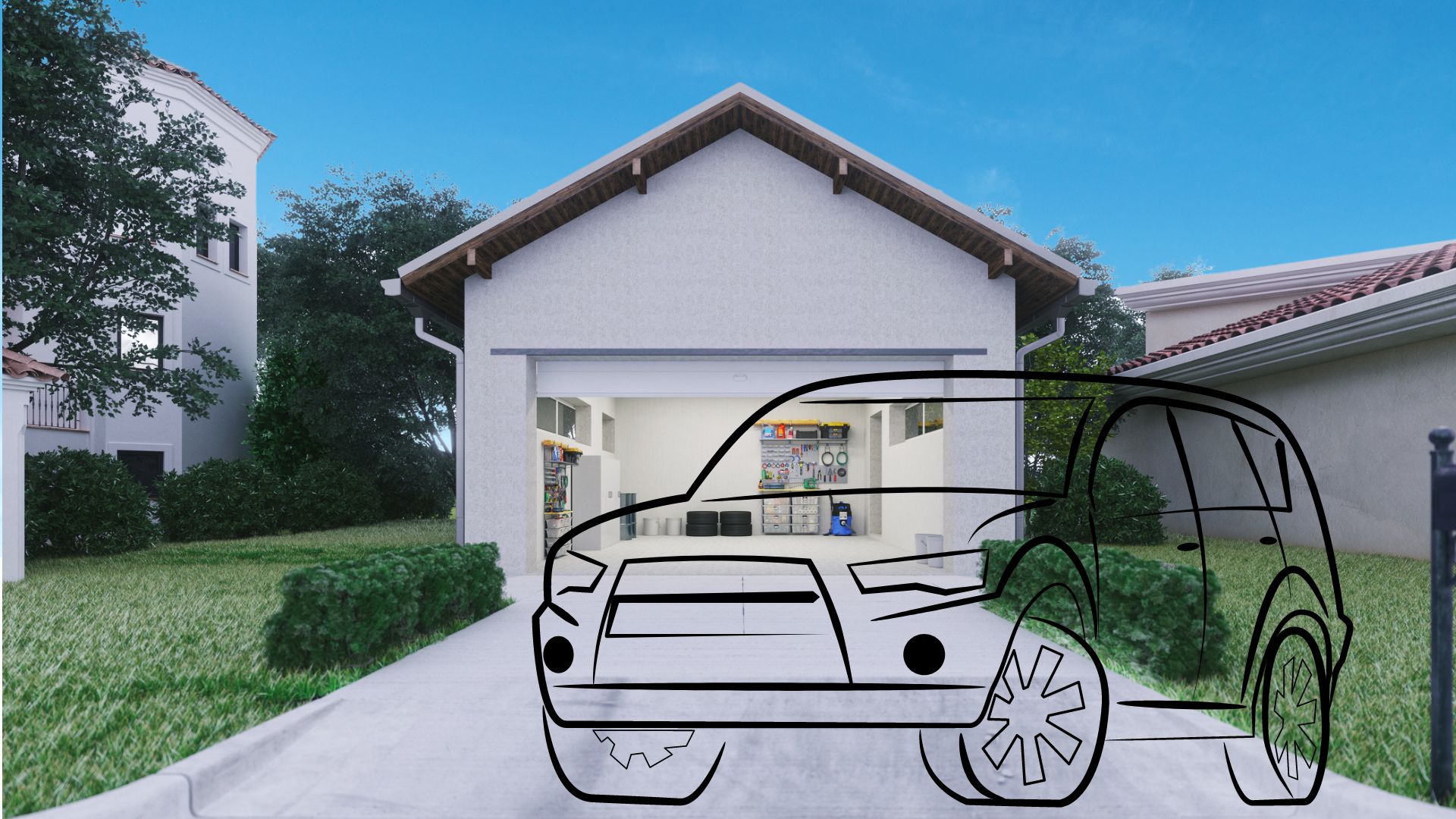 Slide - car outline garage